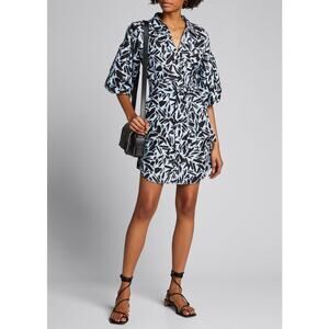 VERONICA BEARD blue mini Samy Printed Shirtdress size 4